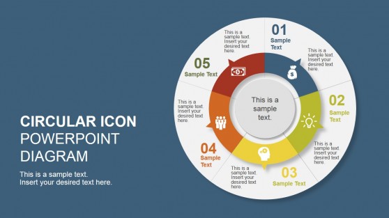 5 étape modèle de diagramme circulaire pour PowerPoint