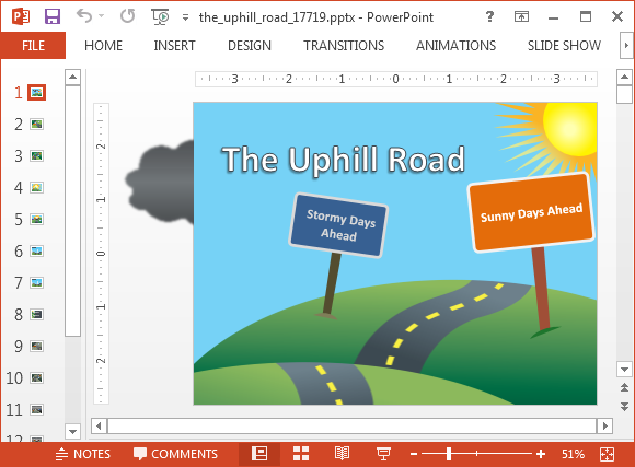 Modèle d'animation Uphill Route PowerPoint