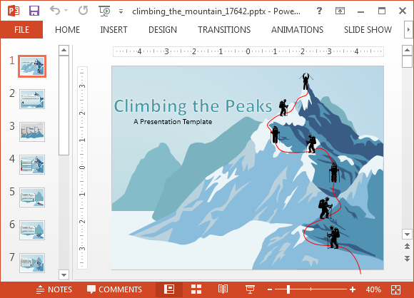 애니메이션 등산 산 파워 포인트 템플릿