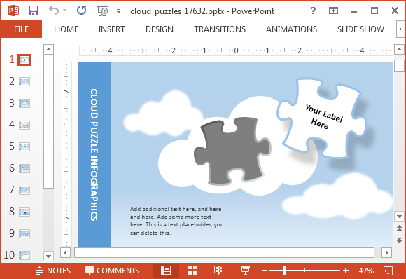 Animasi Cloud Puzzle PowerPoint Template