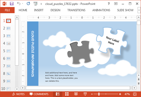 애니메이션 클라우드 퍼즐 파워 포인트 템플릿