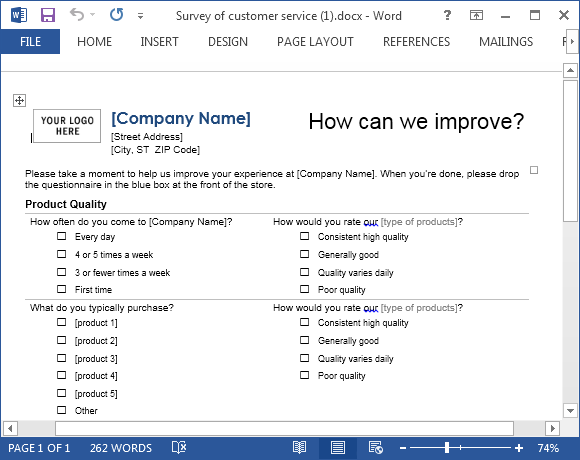 Customer Service Template for Word