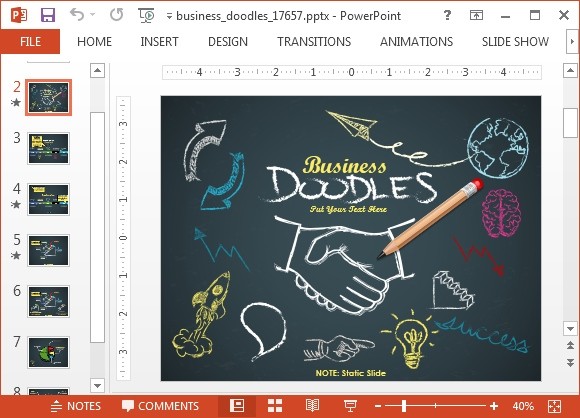 Animate de afaceri Doodle Cronologie șablon pentru PowerPoint