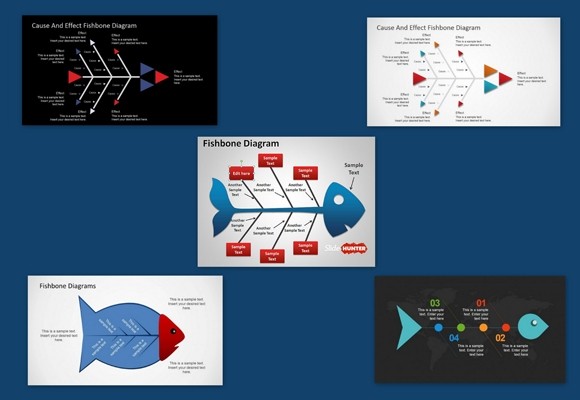 шаблон диаграмма Fishbone для PowerPoint