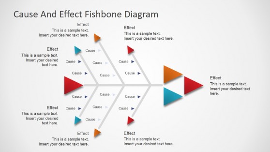 Diagrama Fishbone plat pentru PowerPoint