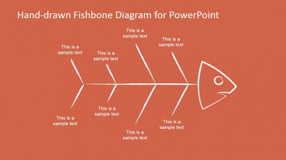 Dibujado a mano de espina de pescado diagramas de plantilla para PowerPoint