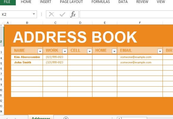 Adresse Book Maker Template Pour Excel