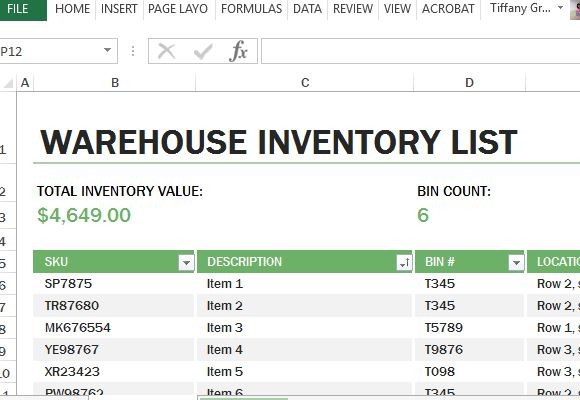 Template Excel Warehouse Inventory