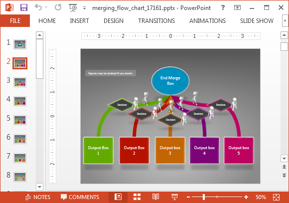 Flowchart diagrams template for PowerPoint presentations