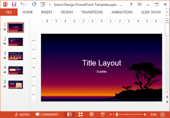 Plantilla de la isla de diseño para PowerPoint gratuita