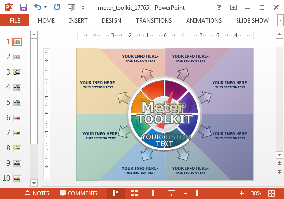 Animasi meter PowerPoint Template Untuk Presentasi Dasbor