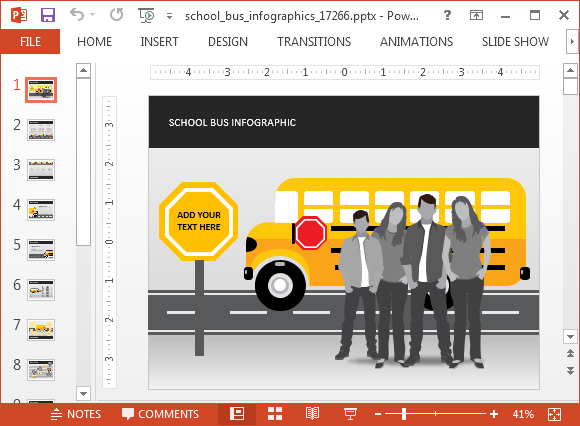 Modèle PowerPoint animée School Bus