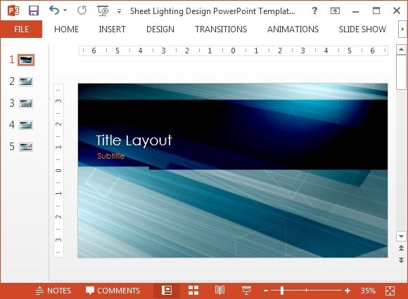 Sheet Format de iluminat de proiectare PowerPoint