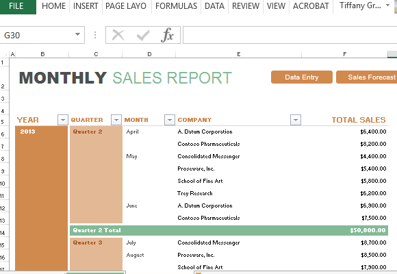 Monats-report-for-Sales-und-Sales-Prognose