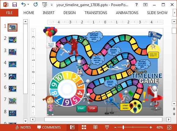 Template Animated Timeline Jogo PowerPoint