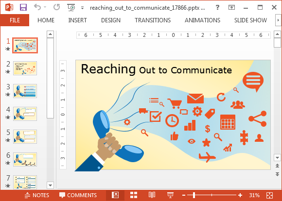 Widescreen Kommunikation Powerpoint-Vorlage mit Animationen
