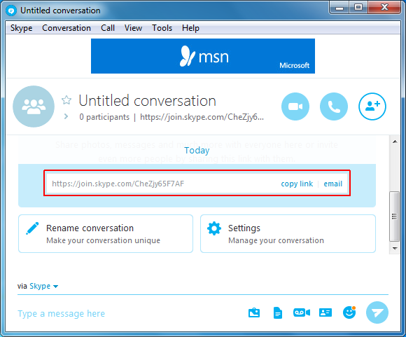 New Skype chat