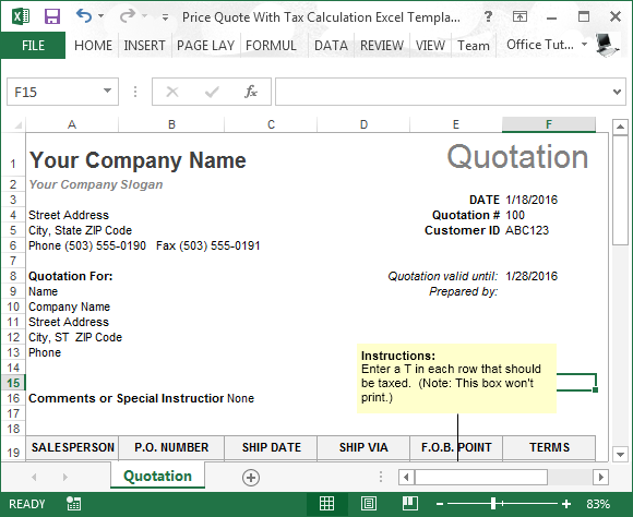 Harga Penawaran Dengan Template Perhitungan Pajak Untuk Excel