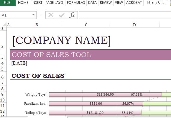 Cost of Sales Analysis Excel-Vorlage
