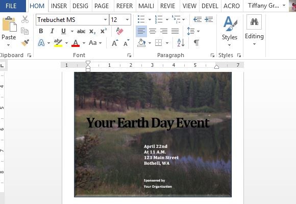 Earth Day Event-Vorlage für Word
