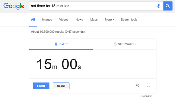 ตั้งตั้งเวลา 15 นาทีของ Google