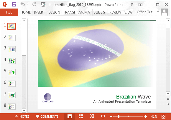 Szablon Animowane Brazylia PowerPoint