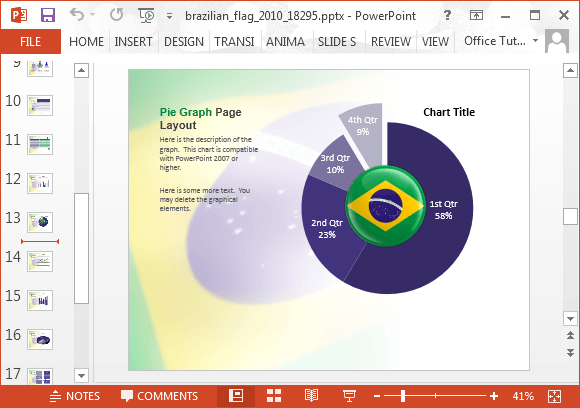 gráfico de pizza com bandeira de Brasil