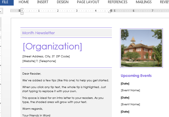 Elementary School Newsletter Template For Word