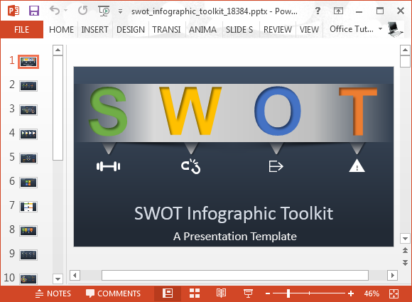قالب تحليل SWOT المتحركة بالنسبة لبرنامج PowerPoint