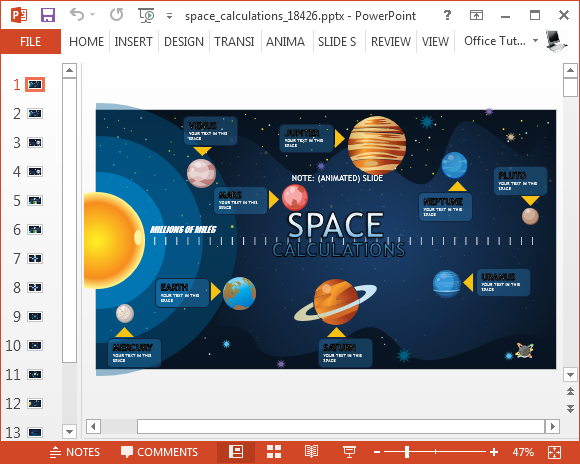 Modèle d'animation Espace PowerPoint