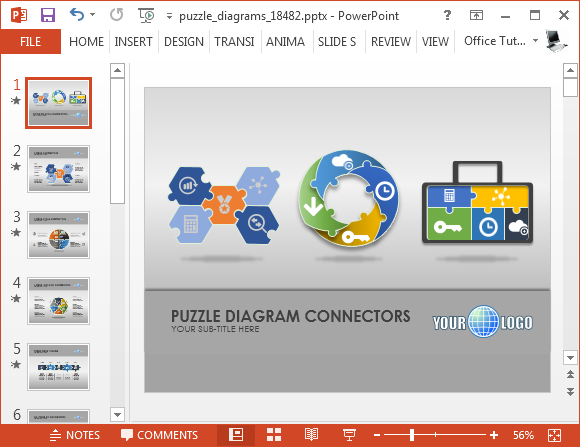 PowerPoint için Hareketli Yapboz Parçası Şablon