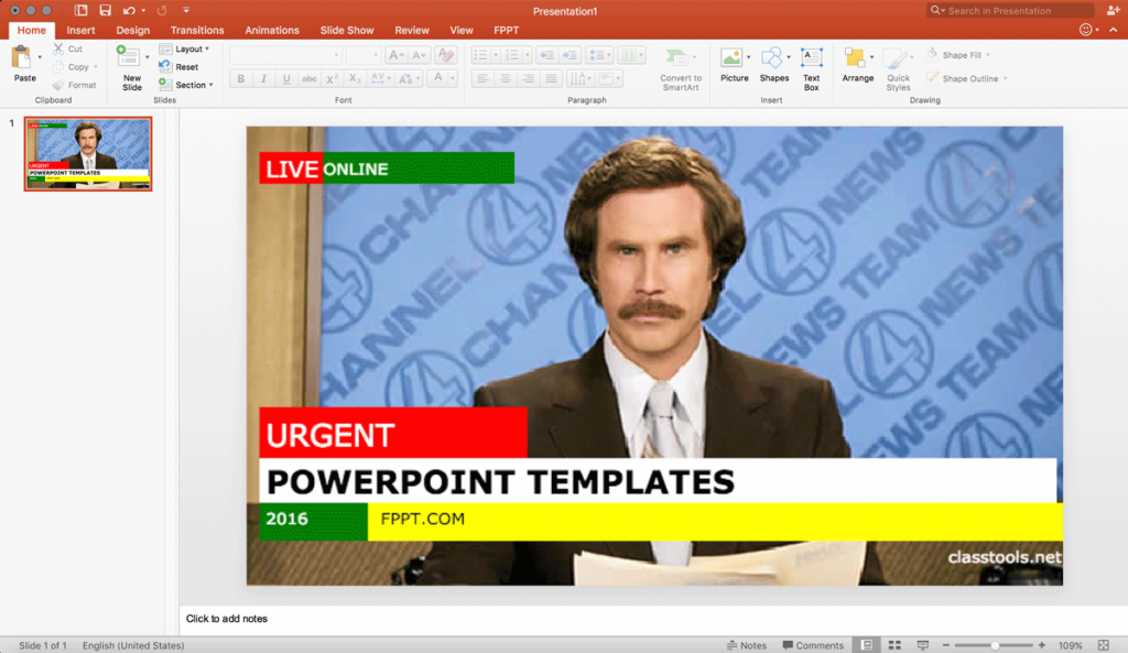 Folosind un generator de știri gratuit Breaking pentru a face un diapozitiv PowerPoint antrenant
