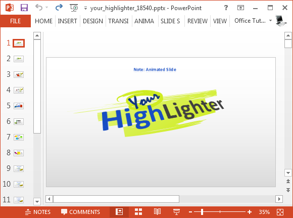 Evidenziare PowerPoint diapositive con animazioni con Highlighter Template