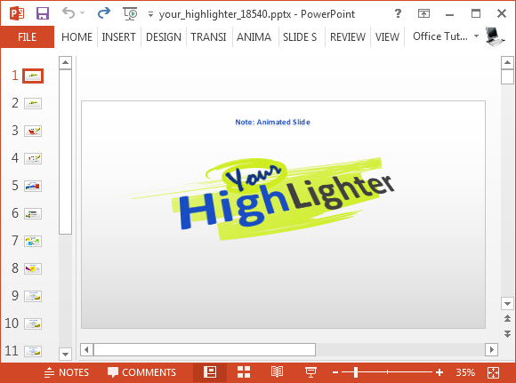 Sorot PowerPoint Slide Dengan Animasi Dengan Highlighter Template