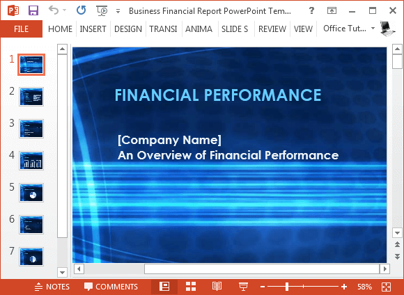 Бизнес-шаблон PowerPoint финансовый отчет