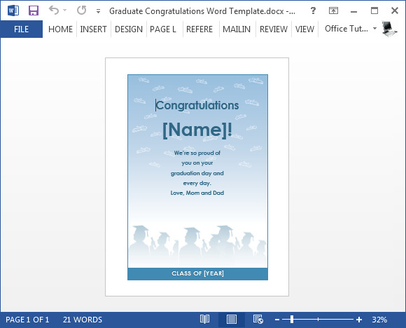 Modèle Bravo Graduation gratuit Card Pour Word