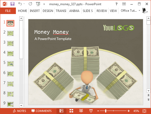 Шаблон Деньги деньгами PowerPoint