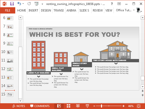 Alugar slides infográfico para o PowerPoint