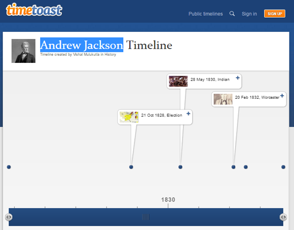 TimeToast: Cuadro Basado Generador línea de tiempo en línea