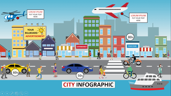 Plantilla de la ciudad animada Infografía PowerPoint