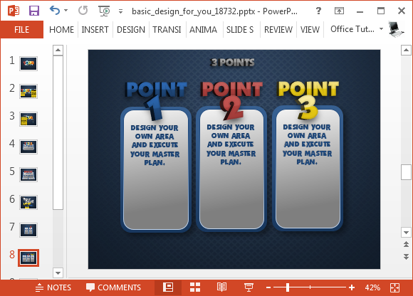 Perbandingan slide dengan teks 3D