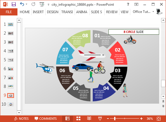 Opt cercuri diagrama pentru PowerPoint