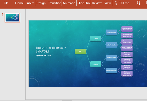 臥式家譜圖模板對於PowerPoint