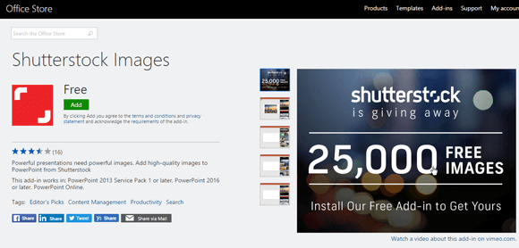 Instalați Shutterstock addin