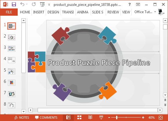 plantilla de pieza de puzzle de tuberías de productos para PowerPoint