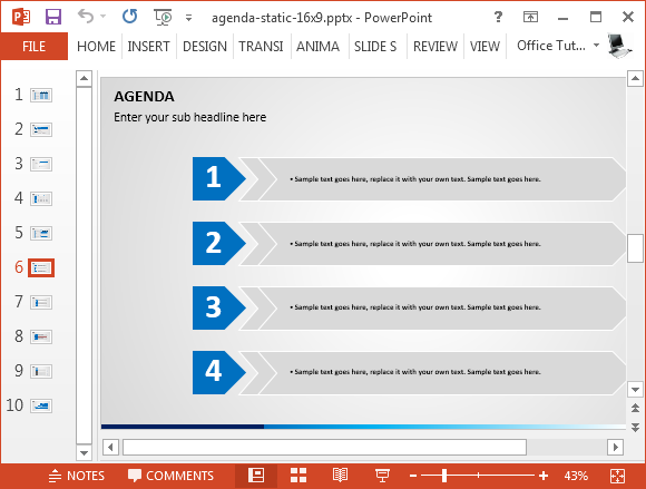 Agenda modello di elenco di PowerPoint