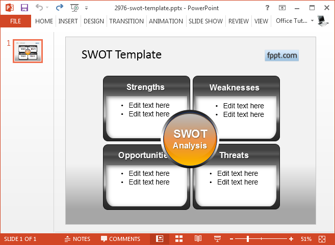 plantilla de PowerPoint análisis FODA gratuito