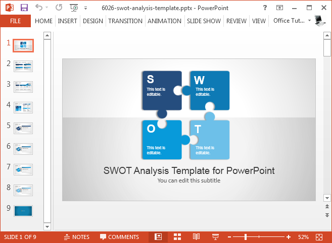Premium SWOT șablon de analiză PowerPoint