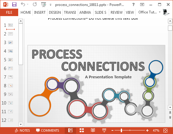 Plantilla de PowerPoint Conexiones del proceso de animación