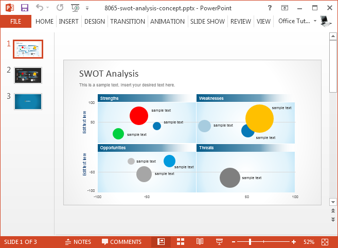 الشرائح مفهوم تحليل SWOT لبرنامج PowerPoint